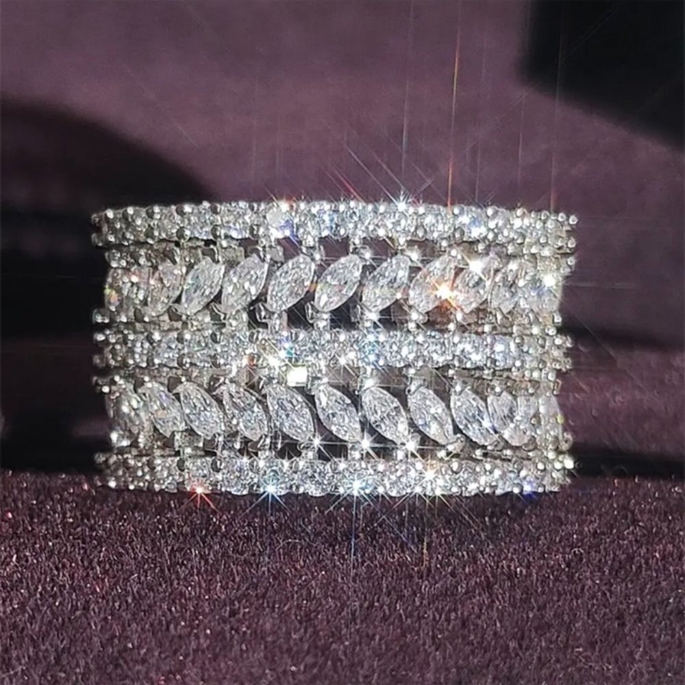 NEW ROUND ETERNITY BAND DIAMOND S925 STERLING SILVER RING